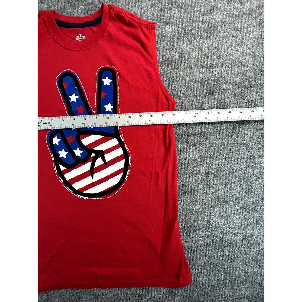 Way To Celebrate Patriotic Girls XL 14-16 Sleeveless TankRed USA Flag Peace Sign - Picture 5 of 6